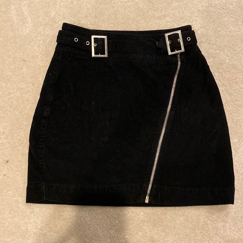 Black corduroy mini skirt